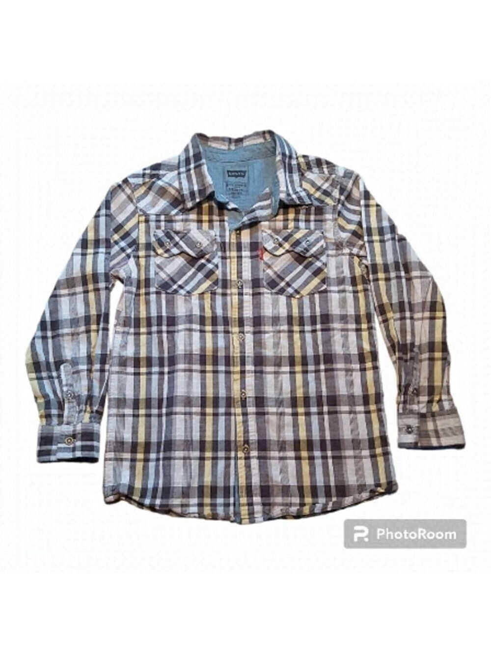Levi Strauss Boys Long Sleeve Plaid 200% Cotton Shirt Size - Medium
